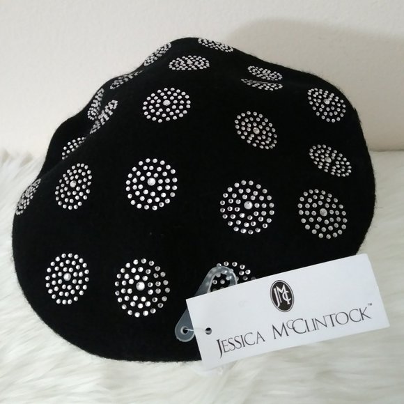 Jessica McClintock Accessories - Jessica McClintock Black Rhinestone Beret